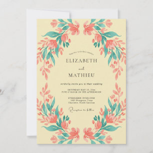 Invitación Boda Corona de Crema de Coral