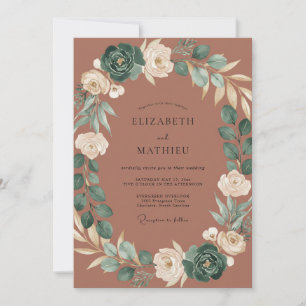 Invitación Boda Corona de Crema de Terracota
