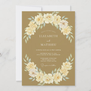 Invitación Boda Corona de Crema Dorada