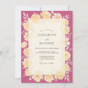 Invitación Boda Corona de Crema Magenta