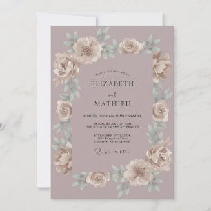 Invitación Boda Corona de Crema Malva
