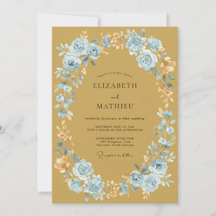 Invitación Boda Corona de Flor de Acero Ocre
