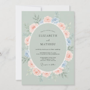 Invitación Boda Corona de Flor de Durazno Rosado