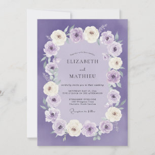 Invitación Boda Corona de Flor de Lila