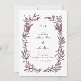 Invitación Boda Corona de Flores Silvestres Burgundy Rústico