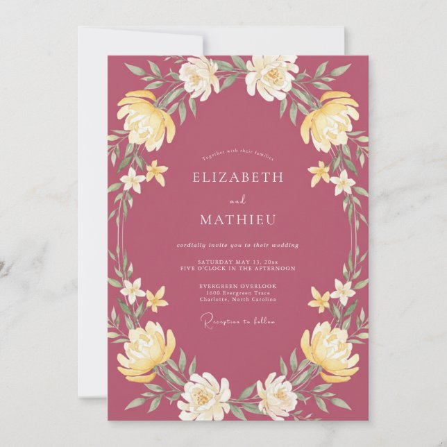 Invitación Boda Corona de Frambuesa (Anverso)