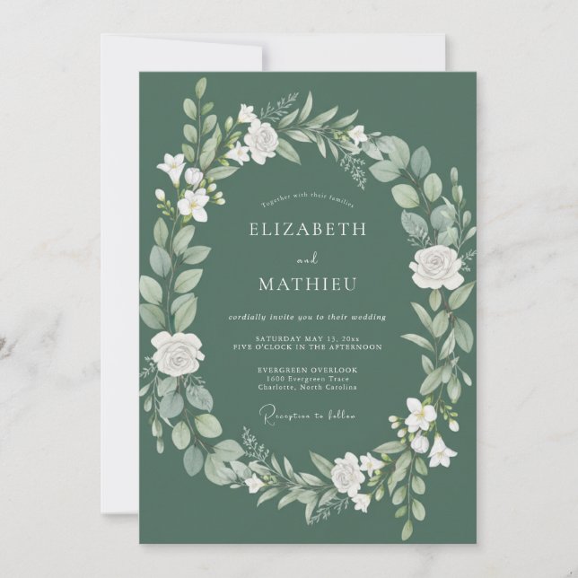 Invitación Boda Corona de Hoja de Olivo (Anverso)