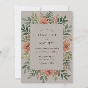 Invitación Boda Corona de Hojas de Albaricoque