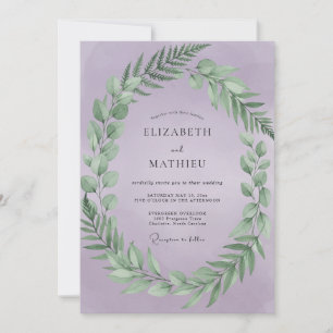 Invitación Boda Corona de Hojas de Lila