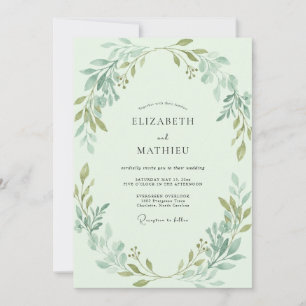Invitación Boda Corona de Hojas de Menta