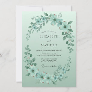 Invitación Boda Corona de Hojas Espuma de Mar