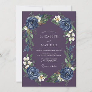 Invitación Boda Corona de Índigo Ciruela