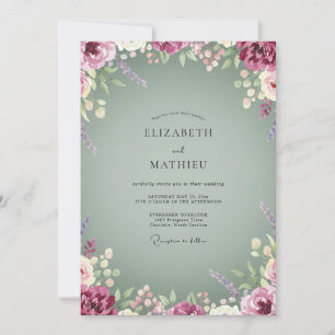 Invitación Boda Corona de Lavanda Ciruela