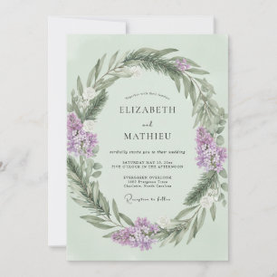 Invitación Boda Corona de Lavanda Menta