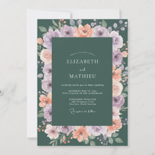 Invitación Boda Corona de Lila Albaricoque Turquesa