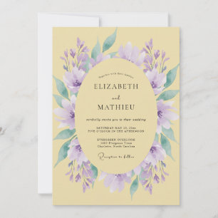 Invitación Boda Corona de Lila Amarillo