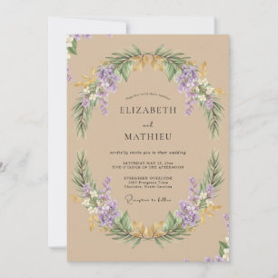 Invitación Boda Corona de Lila Beige