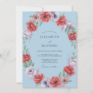 Invitación Boda Corona de Lila Carmesí