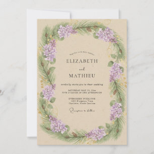 Invitación Boda Corona de Lila Champagne Dorado