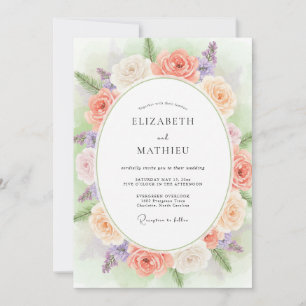Invitación Boda Corona de Lila Coral