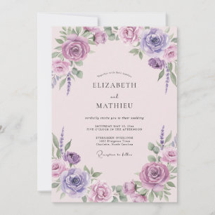 Invitación Boda Corona de Lila Lavanda