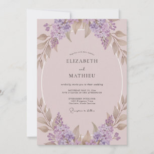 Invitación Boda Corona de Lila Malva