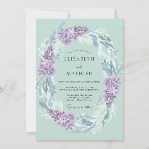 Invitación Boda Corona de Lila Menta