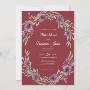 Invitación Boda Corona de Lila Merlot