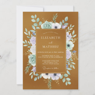 Invitación Boda Corona de Lila Ocra
