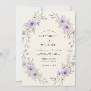 Invitación Boda Corona de Lila y Malva