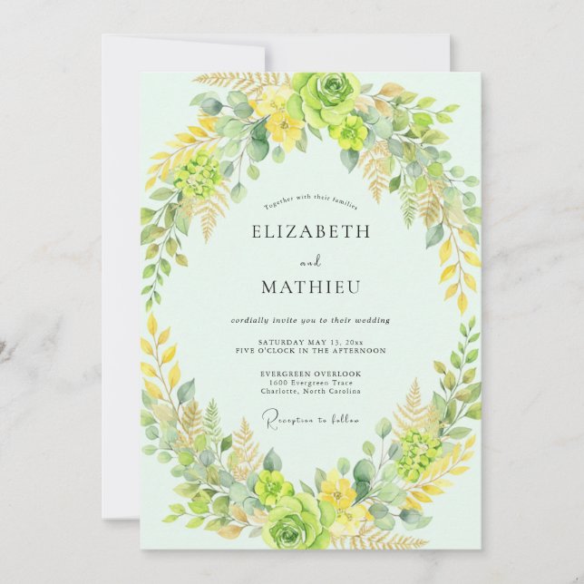 Invitación Boda Corona de Lima Chartreuse (Anverso)
