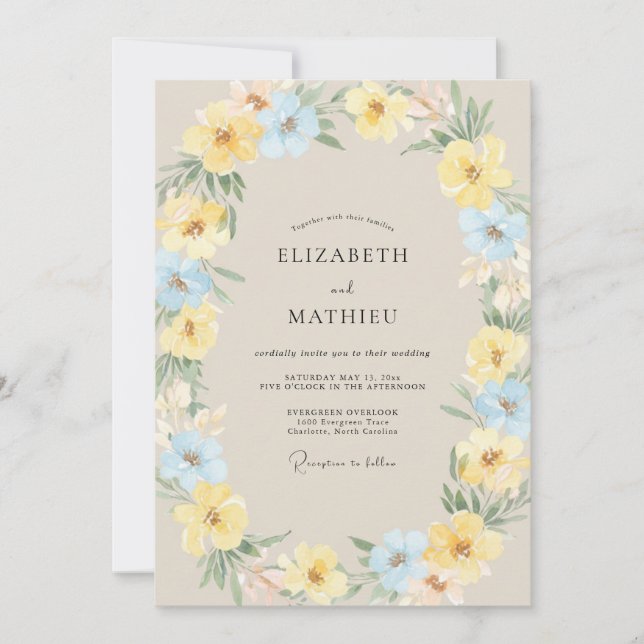 Invitación Boda Corona de Limón Azure (Anverso)