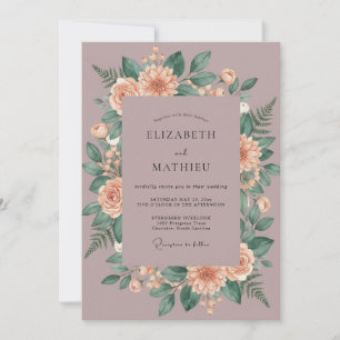 Invitación Boda Corona de Malva y Melocotón