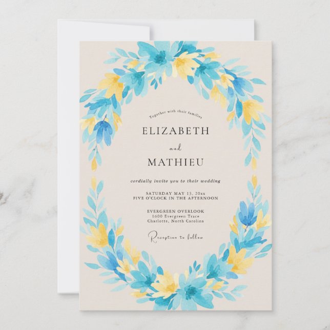 Invitación Boda Corona de Mantequilla Cian (Anverso)