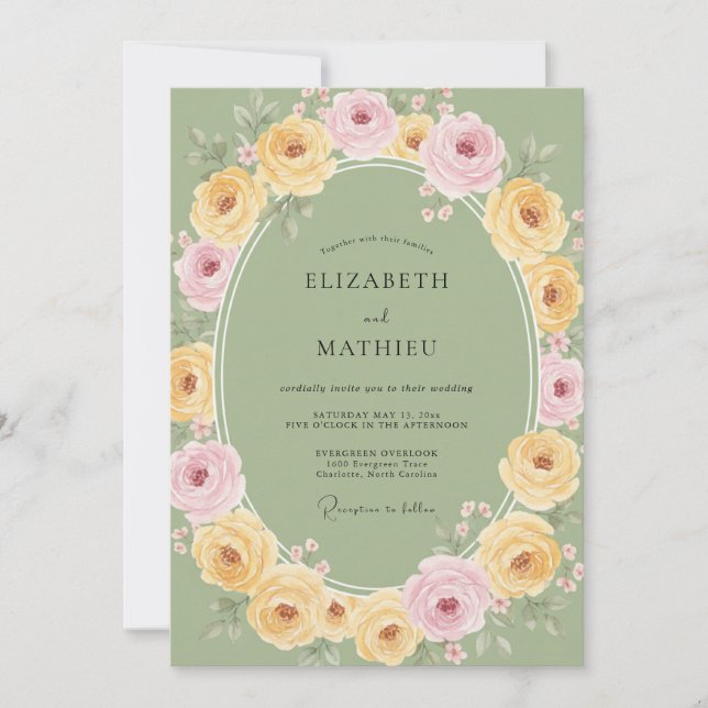 Invitación Boda Corona de Mantequilla Rosa (Anverso)