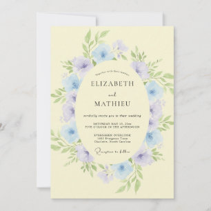 Invitación Boda Corona de Mantequilla Vintage Periwinkle