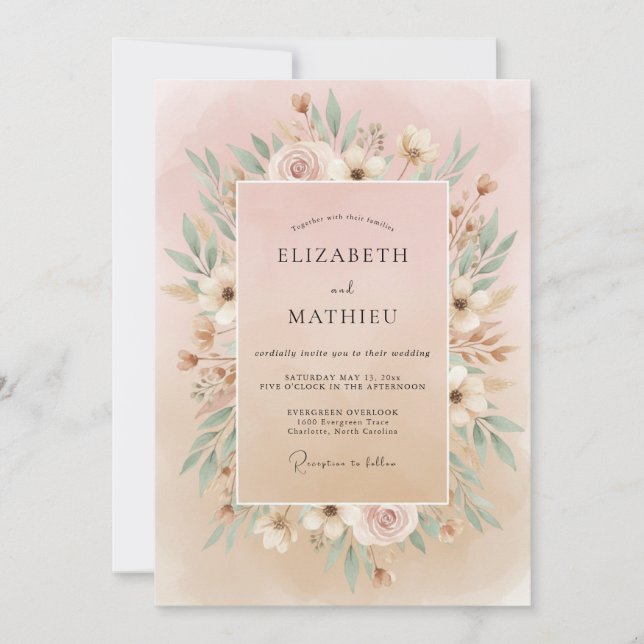 Invitación Boda Corona de Marfil Rubor (Anverso)