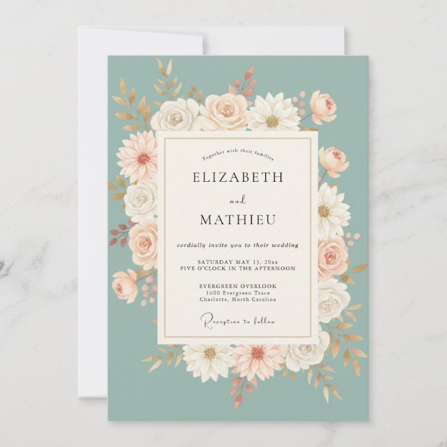 Invitación Boda Corona de Margarita Celadón (Anverso)