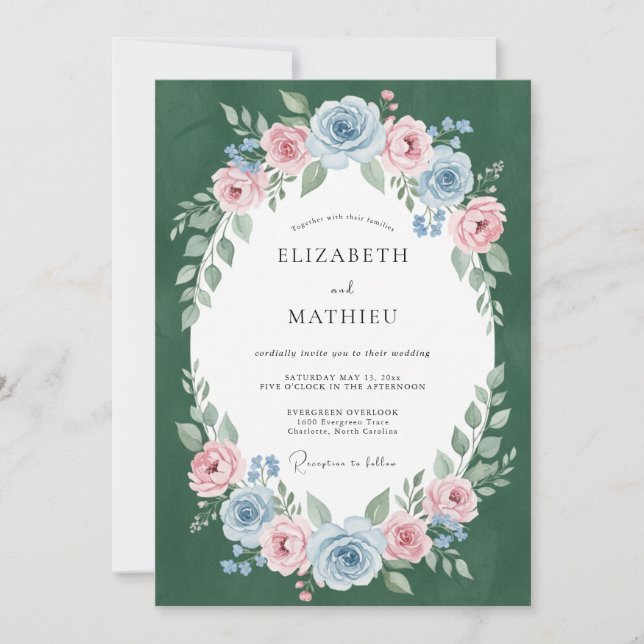 Invitación Boda Corona de Mauve Esmeralda (Anverso)