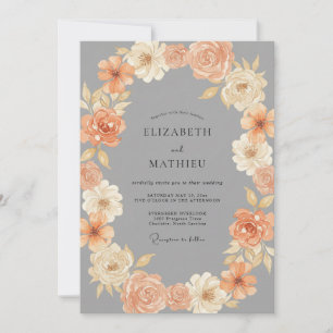 Invitación Boda Corona de Melocotón Polvoriento Pizarra