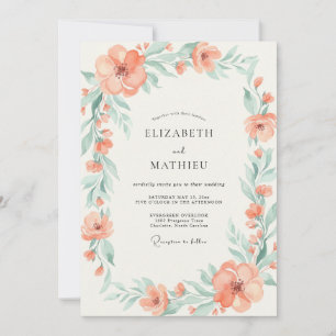 Invitación Boda Corona de Menta Coral