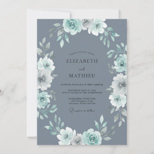 Invitación Boda Corona de Menta Gris Pizarra