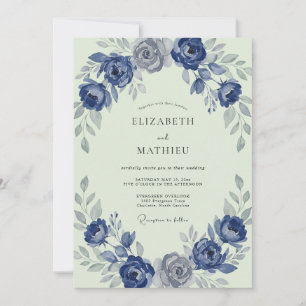 Invitación Boda Corona de Menta Índigo