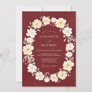Invitación Boda Corona de Merlot Marfil