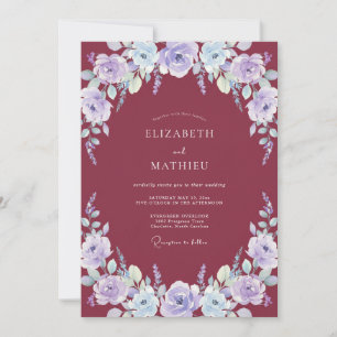 Invitación Boda Corona de Merlot Periwinkle