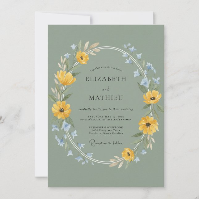 Invitación Boda Corona de Mostaza Azure (Anverso)