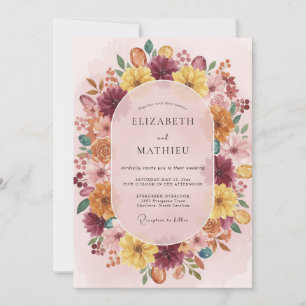 Invitación Boda Corona de Mostaza de Tinta Ciruela
