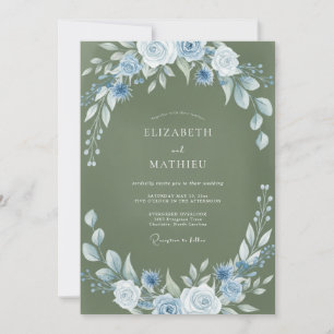 Invitación Boda Corona de Musgo Azul