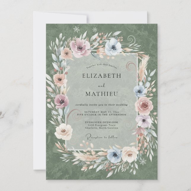 Invitación Boda Corona de Musgo Malva (Anverso)