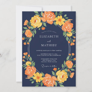 Invitación Boda Corona de Naranja de Medianoche